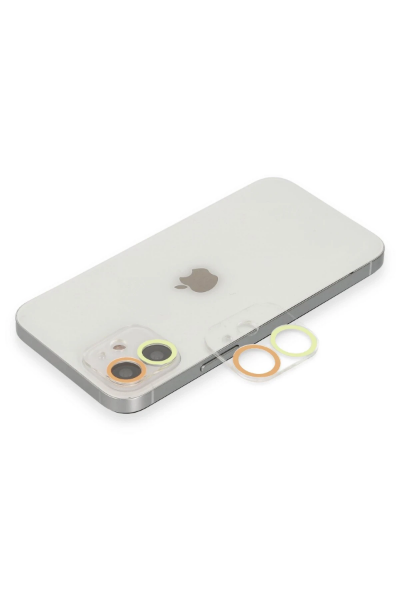 Newface iPhone 11 Renkli Kamera Lens Koruma Cam - Sarı-Turuncu resmi