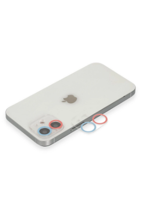 Newface iPhone 11 Renkli Kamera Lens Koruma Cam - Pembe-Mavi resmi