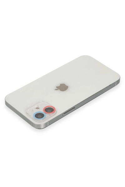 Newface iPhone 11 Renkli Kamera Lens Koruma Cam - Pembe-Mavi resmi