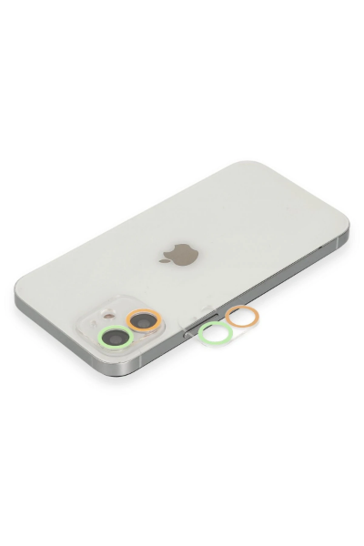 Newface iPhone 11 Renkli Kamera Lens Koruma Cam - Turuncu-Yeşil resmi