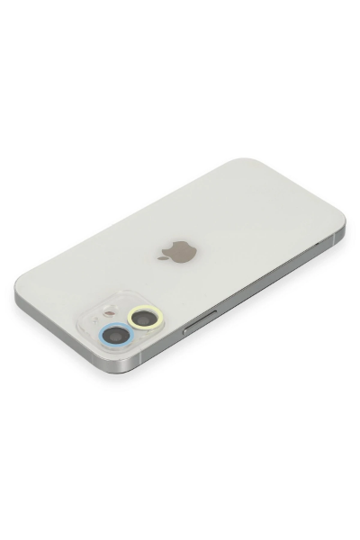 Newface iPhone 11 Renkli Kamera Lens Koruma Cam - Sarı-Mavi resmi