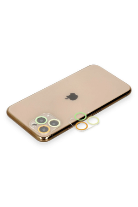 Newface iPhone 11 Pro Renkli Kamera Lens Koruma Cam - Sarı-Turuncu resmi