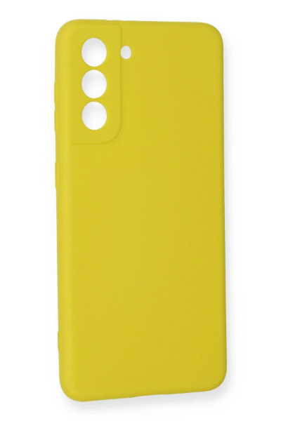 Newface Samsung Galaxy S21 FE Kılıf Nano içi Kadife Silikon - Sarı resmi