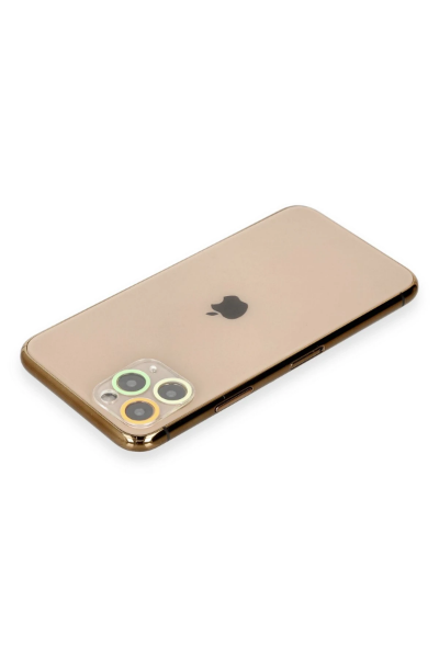 Newface iPhone 11 Pro Max Renkli Kamera Lens Koruma Cam - Sarı-Turuncu resmi