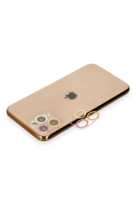 Newface iPhone 11 Pro Max Renkli Kamera Lens Koruma Cam - Turuncu-Kırmızı resmi