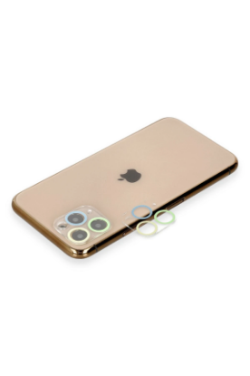 Newface iPhone 11 Pro Max Renkli Kamera Lens Koruma Cam - Yeşil-Sarı resmi
