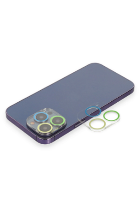 Newface iPhone 12 Pro Max Renkli Kamera Lens Koruma Cam - Yeşil-Sarı resmi