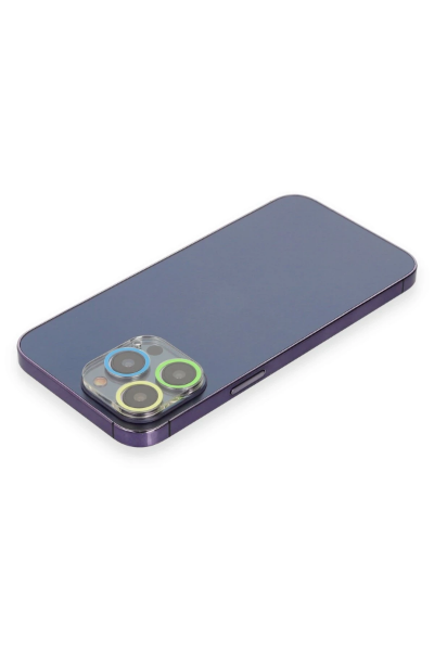 Newface iPhone 12 Pro Max Renkli Kamera Lens Koruma Cam - Yeşil-Sarı resmi