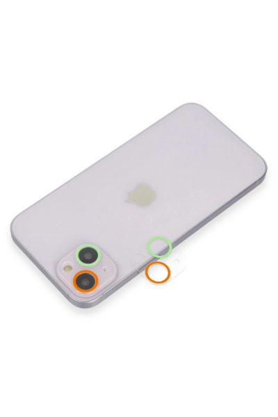 Newface iPhone 13 Mini Renkli Kamera Lens Koruma Cam - Turuncu-Yeşil resmi