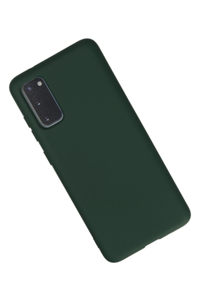 Newface Samsung Galaxy S20 Kılıf Nano içi Kadife Silikon - Koyu Yeşil resmi