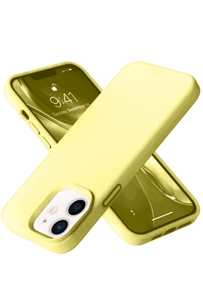 Newface iPhone 12 Kılıf Nano içi Kadife Silikon- Sarı resmi