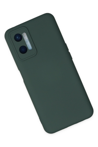 Newface Oppo A96 Kılıf Nano içi Kadife Silikon - Koyu Yeşil resmi
