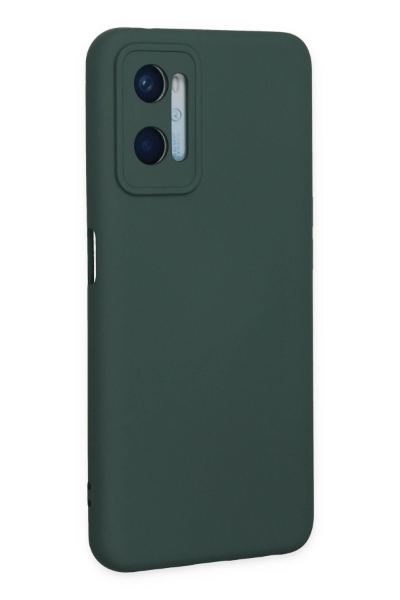 Newface Oppo A96 Kılıf Nano içi Kadife Silikon - Koyu Yeşil resmi