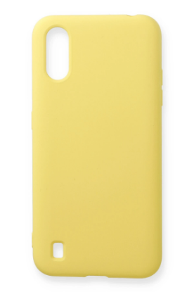 Newface Samsung Galaxy A01 Kılıf Nano içi Kadife Silikon - Sarı resmi