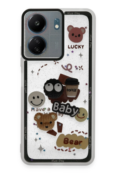Newface Xiaomi Redmi 13C Kılıf Sweet Desenli Silikon Kapak - Sarı resmi