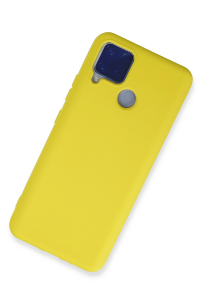 Newface Realme C15 Kılıf Nano içi Kadife Silikon - Sarı resmi