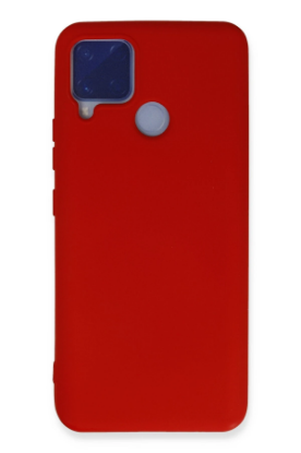 Newface Realme C15 Kılıf Nano içi Kadife Silikon - Kırmızı resmi