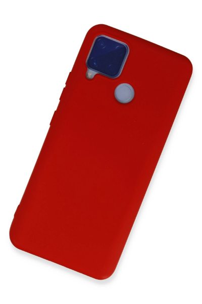 Newface Realme C15 Kılıf Nano içi Kadife Silikon - Kırmızı resmi