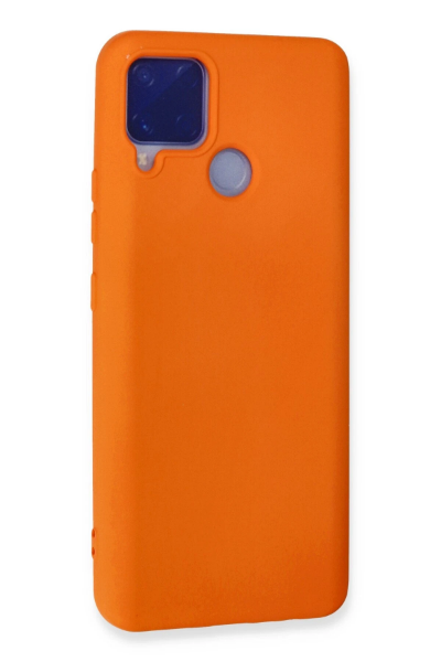 Newface Realme C15 Kılıf Nano içi Kadife Silikon - Turuncu resmi