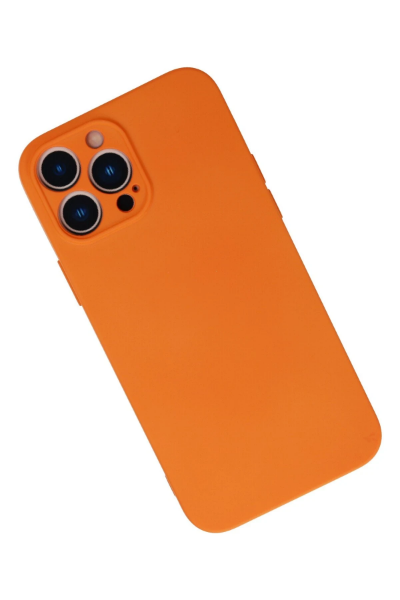 Newface iPhone 13 Pro Max Kılıf Nano içi Kadife Silikon - Turuncu resmi