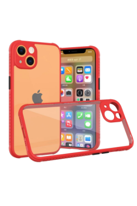 Newface iPhone 13 Kılıf Miami Şeffaf Silikon - Kırmızı resmi