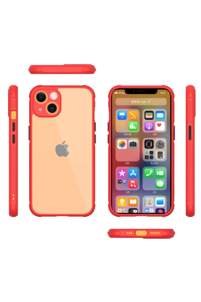 Newface iPhone 13 Kılıf Miami Şeffaf Silikon - Kırmızı resmi