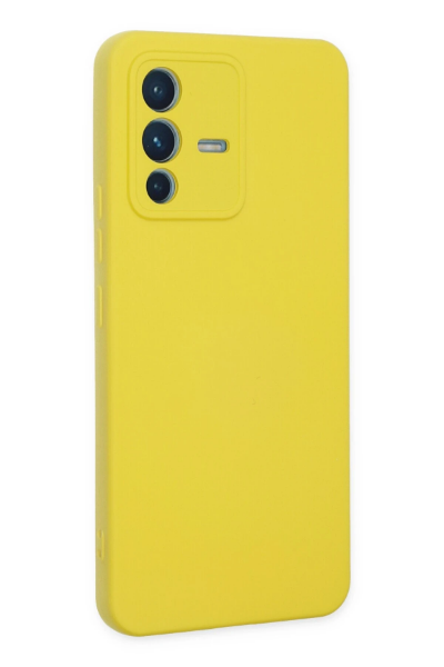 Newface Vivo V23 5G Kılıf Nano içi Kadife Silikon - Sarı resmi