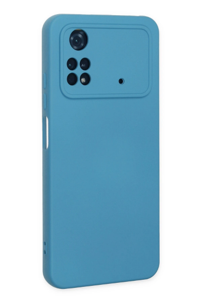 Newface Xiaomi Poco M4 Pro 4G Kılıf Nano içi Kadife Silikon - Mavi resmi