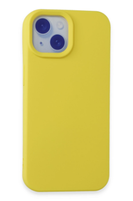 Newface iPhone 15 Kılıf Nano içi Kadife Silikon - Sarı resmi