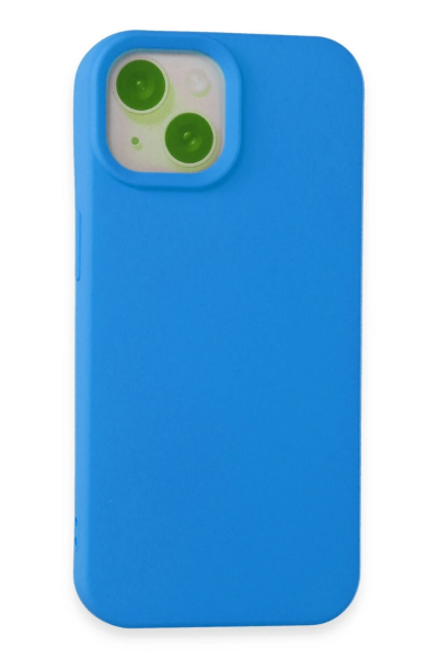 Newface iPhone 15 Kılıf Nano içi Kadife Silikon - Mavi resmi