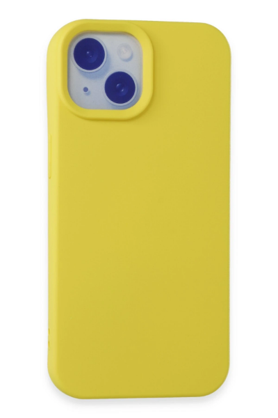 Newface iPhone 15 Plus Kılıf Nano içi Kadife Silikon - Sarı resmi