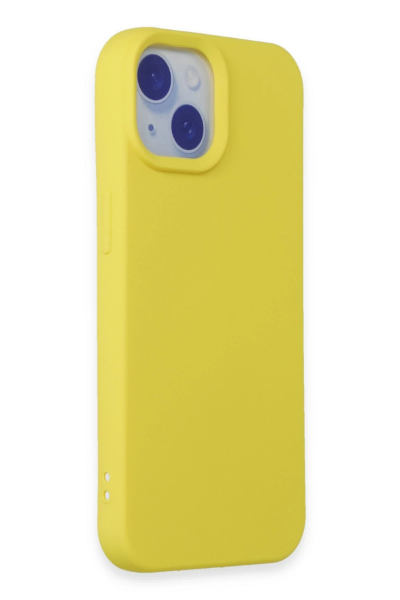 Newface iPhone 15 Plus Kılıf Nano içi Kadife Silikon - Sarı resmi
