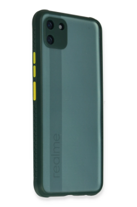 Newface Realme C11 Kılıf Miami Şeffaf Silikon - Koyu Yeşil resmi