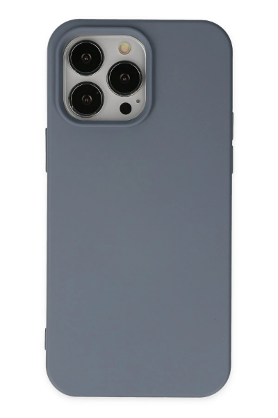 Newface iPhone 15 Pro Kılıf Nano içi Kadife Silikon - Gri resmi