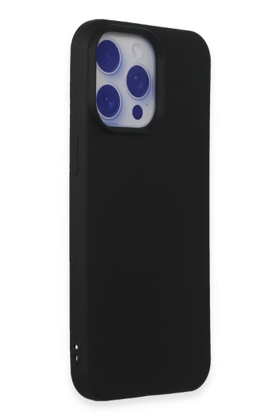 Newface iPhone 15 Pro Max Kılıf Nano içi Kadife Silikon - Siyah resmi
