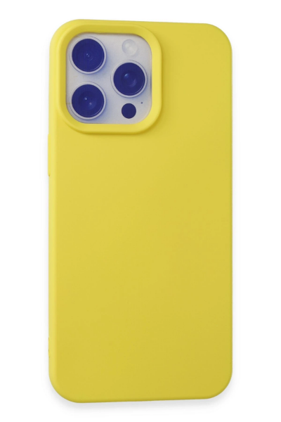 Newface iPhone 15 Pro Max Kılıf Nano içi Kadife Silikon - Sarı resmi