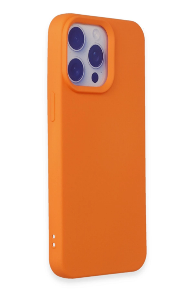 Newface iPhone 15 Pro Max Kılıf Nano içi Kadife Silikon - Turuncu resmi