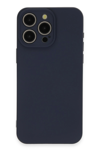 Newface iPhone 15 Pro Max Kılıf Nano içi Kadife Silikon - Lacivert resmi