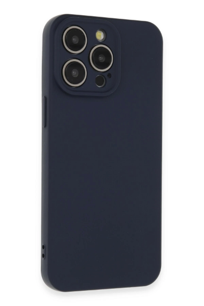 Newface iPhone 15 Pro Max Kılıf Nano içi Kadife Silikon - Lacivert resmi