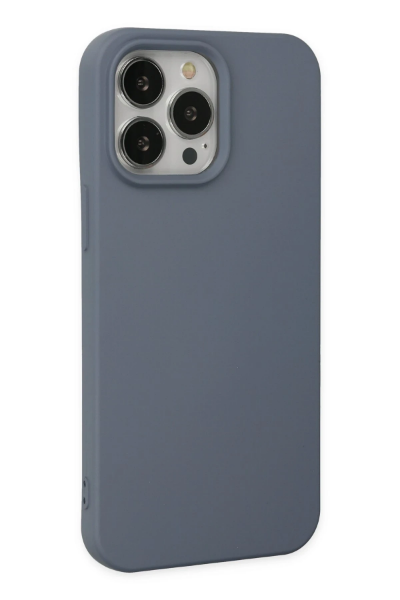 Newface iPhone 15 Pro Max Kılıf Nano içi Kadife Silikon - Gri resmi