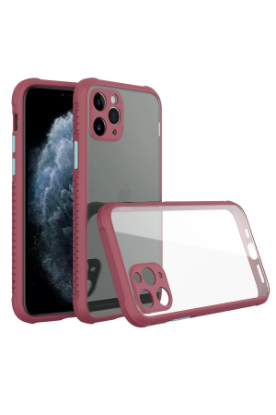 Newface iPhone 11 Pro Max Kılıf Miami Şeffaf Silikon - Fuşya resmi