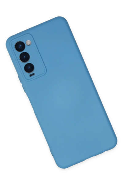 Newface Tecno Camon 18 Kılıf Nano içi Kadife Silikon - Mavi resmi