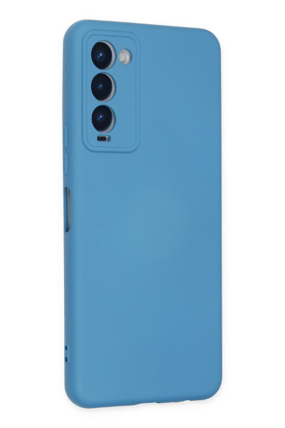 Newface Tecno Camon 18 Kılıf Nano içi Kadife Silikon - Mavi resmi