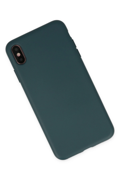 Newface iPhone XS Max Kılıf Nano içi Kadife Silikon - Koyu Yeşil resmi