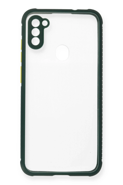 Newface Samsung Galaxy A11 Kılıf Miami Şeffaf Silikon - Koyu Yeşil resmi