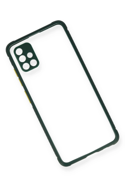 Newface Samsung Galaxy A71 Kılıf Miami Şeffaf Silikon - Koyu Yeşil resmi
