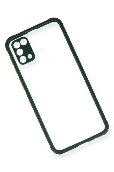 Newface Samsung Galaxy M31 Kılıf Miami Şeffaf Silikon - Koyu Yeşil resmi