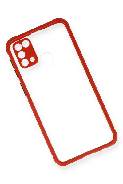 Newface Samsung Galaxy M31 Kılıf Miami Şeffaf Silikon - Kırmızı resmi
