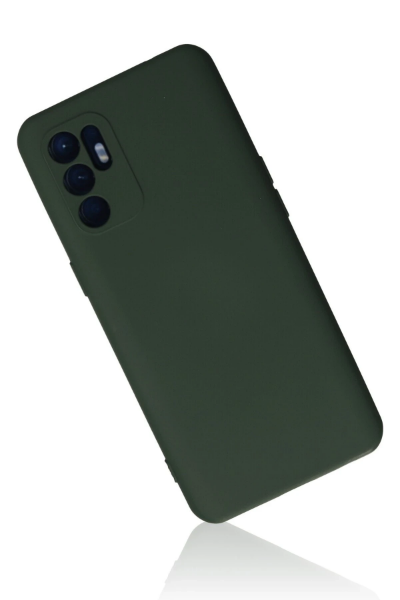 Newface Oppo Reno 6 Kılıf Nano içi Kadife Silikon - Koyu Yeşil resmi
