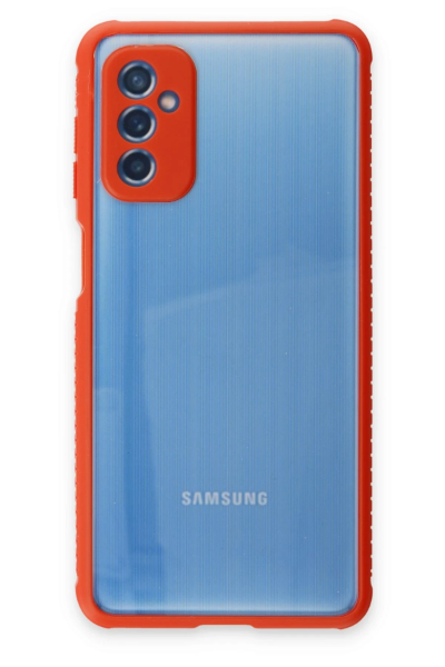 Newface Samsung Galaxy M52 5G Kılıf Miami Şeffaf Silikon - Kırmızı resmi